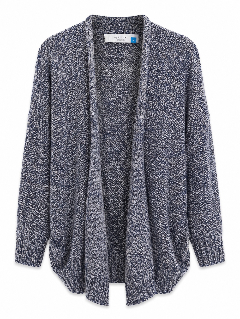 Sparrow Anthropologie Navy Marled Open-Front Knit Cardigan, Size M